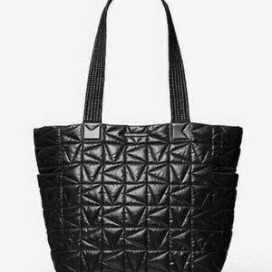 New Michael Kors Winnie Large Tote Bag Quilted Nylon Black